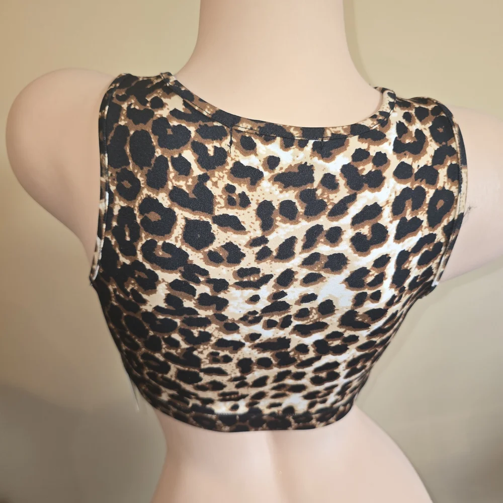 Leopard Print Mesh Sports Bra - Picture 2 of 3